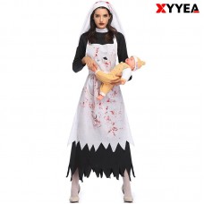 XYYEA Halloween Vampire Demon Horror Nun COS Costume