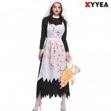 XYYEA Halloween Vampire Demon Horror Nun COS Costume